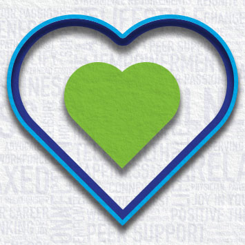 Green heart with blue outline