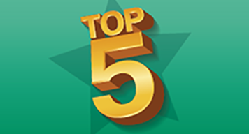 Top 5 written with star in background